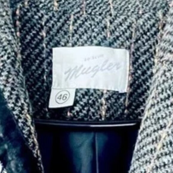 MUGLER VINTAGE WOOL TEXTURED BLAZER PINK STRIPES  SIZE 46 THIERRY MUGLER - Picture 4 of 15